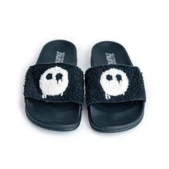 Melting Mask Fuzzy Slippers Black