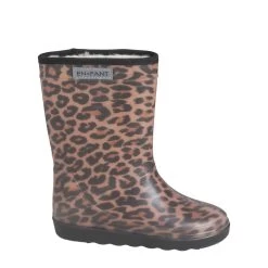 Thermo Lined Leopard Print Rain Boots Brown