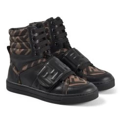 FENDI FF High Top Sneakers Brown