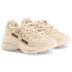Gucci Rhyton Branded Sneakers Beige