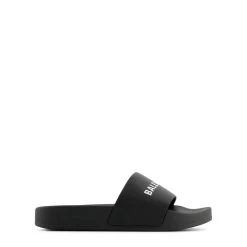Balenciaga Branded Slide Sandals Black