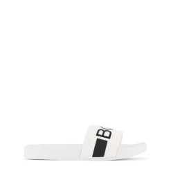 Boss Logo Slide Sandals White