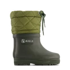 Aigle Woody Warm Branded Lined Rain Boots Khaki